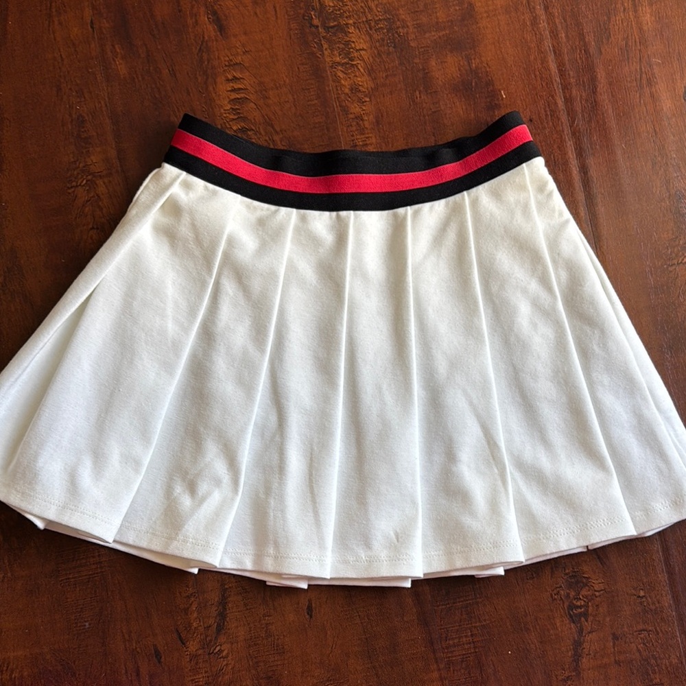 Art Class girls White Pleated Skirt with Black and Red Stripe
